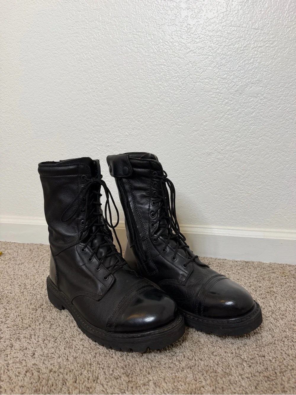 Rocky Men's Black Lace-Up Leather Combat Boots
